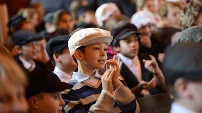 School children dressed in victorian clothing